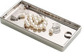 Jewelry Holder Ceramic Trinket Tray Rectangte Vanity Makeup Mirror Tray Silvery Small