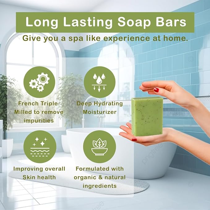Simple Scents Australia Lemon Myrtle Scented Natural Soap Bars (5 Bars), 3.5oz Moisturizing French Triple Milled Soap Bars Enriched with Shea Butter - Pure Plant Oil Bath & Body