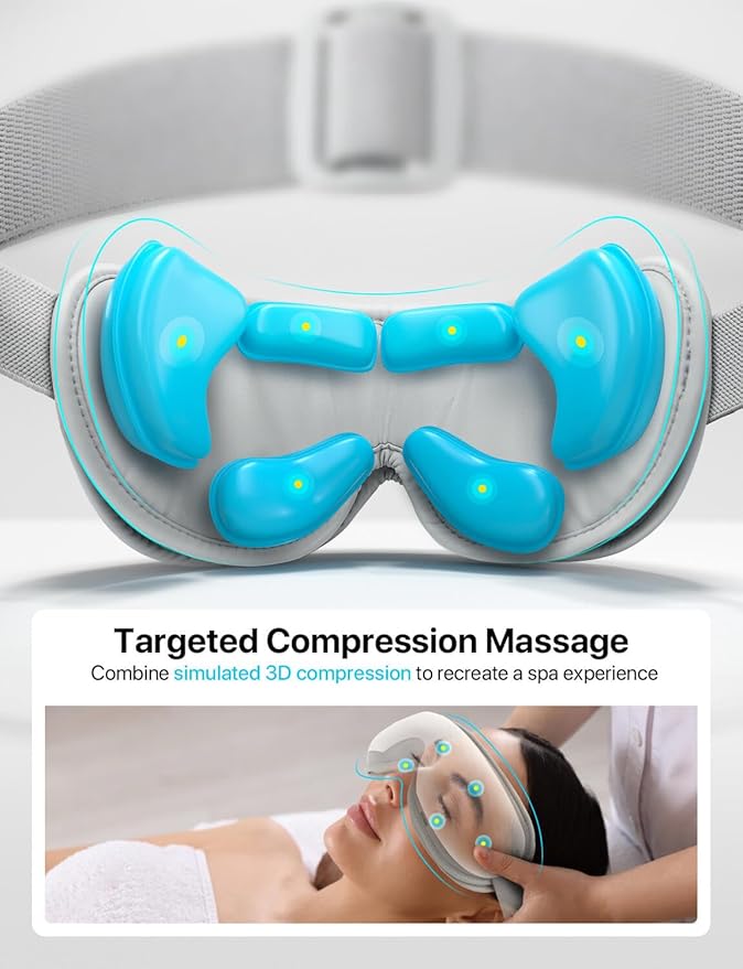 ALLJOY Eye Massager with Heat, Mothers Day Gifts for Women Men, Bluetooth Music Sleep Mask for Migraine Relief, Eye Strain, Dark Circles & Dry Eyes