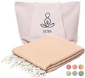 ATANI 69x35 in Oversized Turkish Beach Towel Set with Tote Bag – Quick-Dry 100% Turkish Cotton Peshtemal, Sand-Resistant, Lightweight for Shower, Travel, Pool, Yoga (Yellow)