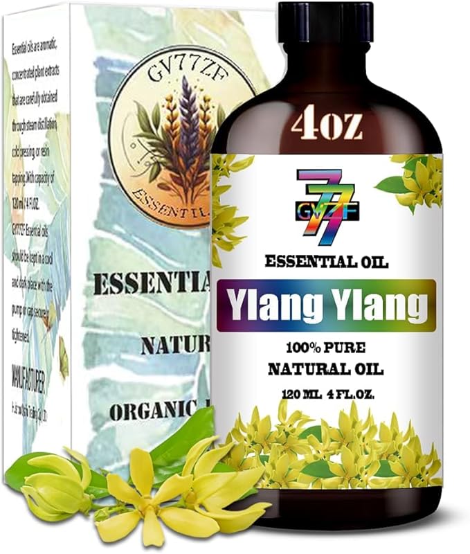 Ylang Ylang Essential Oil - GV77ZF Ylang Ylang Oils for Diffusers, Humidifiers, DIY Candles, Soap, Cleaning, Home, Office, Yoga, Massage, Gifts - 4 fl oz (120 ml)