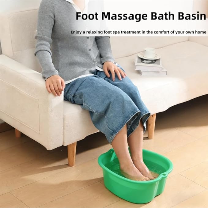 Ytterbium Foot Soaking Bath Basin, Large Massage Foot Soaking Tub, Plastic Home Spa Pedicure Bucket, Relaxation & Stress Relief, Suitable for Women & Men (Dark Green)
