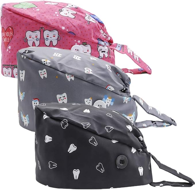 3Pcs Gourd-Shaped Working Caps with Upgrade Sweatband Adjustable Hats Head Cover for Women/Men