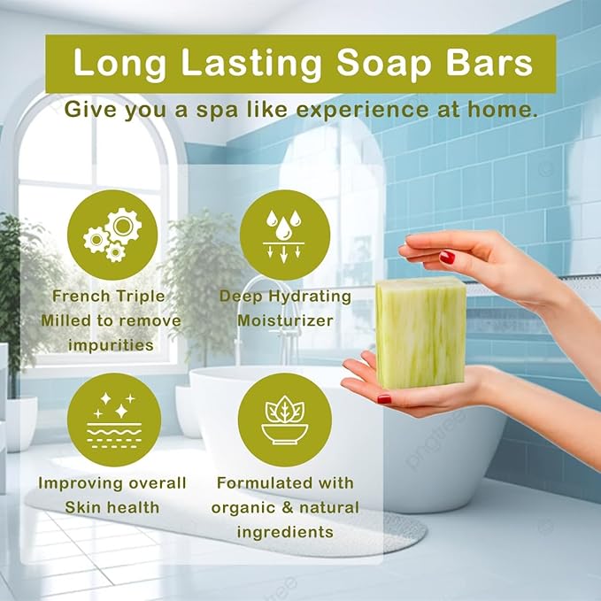 Simple Scents Australia Lemongrass Scented Natural Soap Bars (5 Bars), 3.5oz Moisturizing French Triple Milled Soap Bars Enriched with Shea Butter - Pure Plant Oil Bath & Body