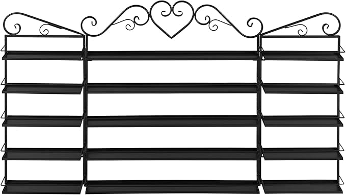 5 Tiers Wall-Mounted Nail Polish Storage Rack,Nail Polish Bottle Holder, 200 Bottles Organizer Shelf, with Lipstick Perfume Shelf for Home Spa Nail Salon Shop(Black)