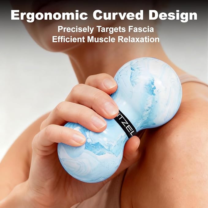 FITZELAR Double Lacrosse Massage Ball for Myofascial Release, Quality Certification, Massage Deep Tissue for Waist Back Feet, Trigger Point Therapy, Muscle Knots, Peanut Massage Ball for Muscle Pain