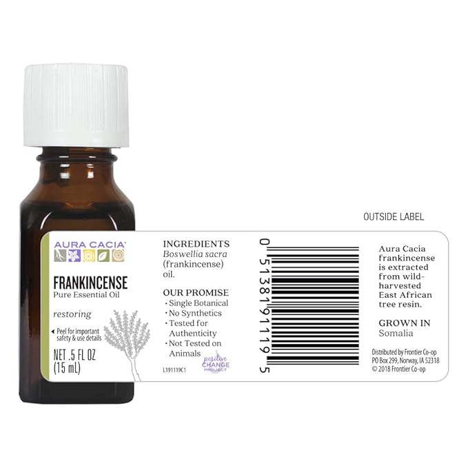 Aura Cacia Essential Oil, Meditative Frankincense, 0.5 Fluid Ounce, Packaging May Vary