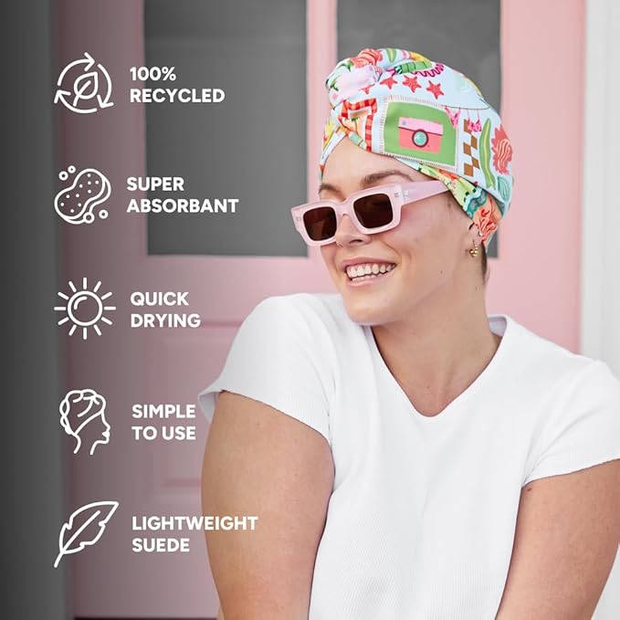 Dock & Bay Turban Hair Towel - for Home & the Beach - Super Absorbent, Quick Dry - Wish You were Here, One Size