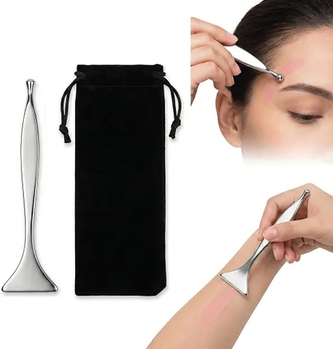 2-in-1 Acupressure Massage Pen, Dual-Ended Stainless Steel Acupuncture Pen & Gua Sha Tool for Face, Neck, Trigger Points & Tension Relief