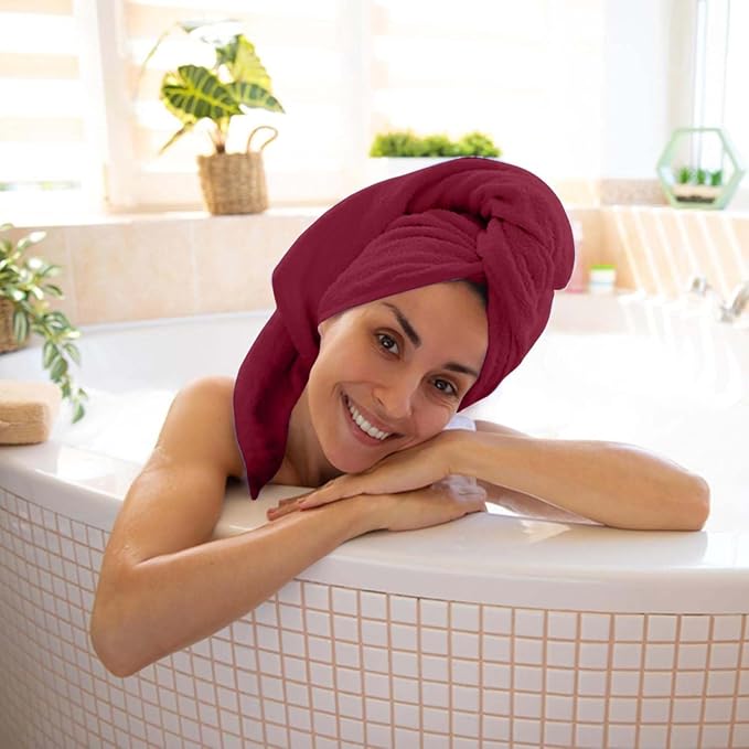 KAHAF COLLECTION 6 Pack Bath Towels Set (27 x 54 Inches) 100% Ring Spun Cotton, Lightweight, Quick Dry, Highly Absorbent Towels (Burgundy, (27x54) Inches)