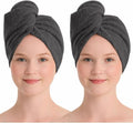 100% Turkish Cotton Hair Towel Wrap 2 Pack – Oeko-TEX Certified Quick Dry Turban for Wet Hair – Soft, Absorbent, Gentle on Curly & Long Hair – 10x26 Inch