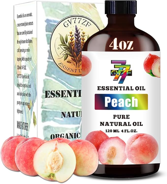Peach Essential Oil - GV77ZF Peach Oils for Diffusers, Humidifiers, DIY Candles, Soap, Cleaning, Home, Office, Yoga, Massage, Gifts - 4 fl oz (120 ml)