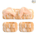 PERFECTSIGHT 2 Pack Cute Animal Headbands for Makeup Wash Shower Adjustable Elastic Hair Band for Girls and Women (Yellow Cat Ear)