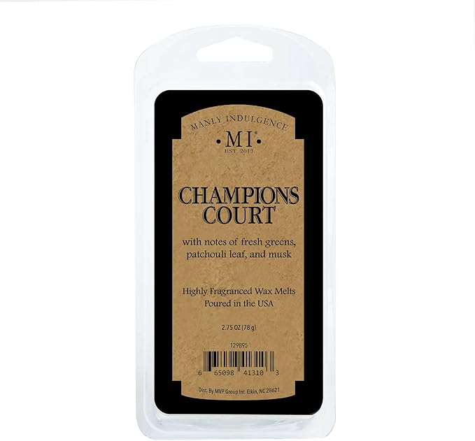 Manly Indulgence Champions Court Scented Wax Melts, Wax Melt Warmer Cubes, Long Lasting Scented Wax Warmer Cubes, 4 Pack, 6 Cubes Each - Made in The USA