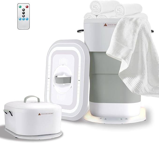 LIONROGE 27L Upgrade Foldable Towel Warmer for Bathroom with Handle- Heated Towel Warmers Bucket with Time Setting, Auto Shut Off,Fits Up to Two 40"X70" Oversized Towels, Bathrobes, Blankets
