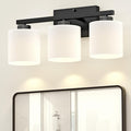 Honesorn Bathroom Light Fixtures Black, 3-Light Bathroom Vanity Light Over Mirror, Modern Vanity Lights for Bath Room with Frosted Shade & Anti-Rust Nickel Finished, E26 Base Lighting
