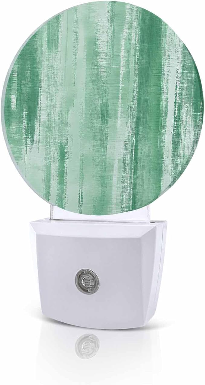 Night Lights Auto Sensor Green Abstract Graffiti Night Light Art Painting Round Lamp Plug-in LED Nightlights Dusk to Dawn for Living Room Bedroom Bathroom Hallway Wall Decor
