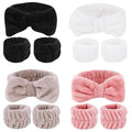 SPA Headbands for Washing Face Makeup Headbands with Bow Hair Band Women Facial Head Band Wrist Towel Wraps For Shower Face Mask Black Pink White, 12 Pack