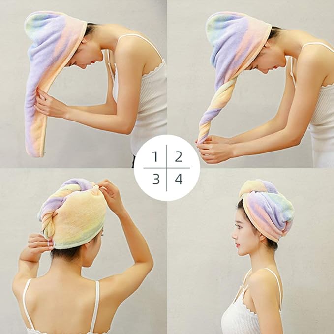 Microfiber Hair Drying Wrap Towel for Women Turban Fast Dry Blue