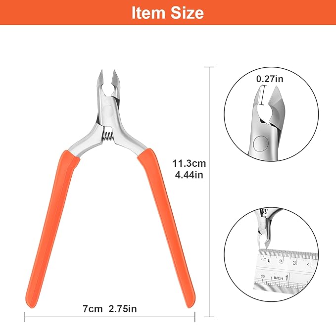 CGBE Cuticle Trimmer, 3/4 Jaw Extremely Sharp Cuticle Nippers, Professional Nail Cuticle Trimmer Tools, Non-slip Silicone Handle Cuticle Clipper for Nail Care Pedicure Manicure Nail (Orange)