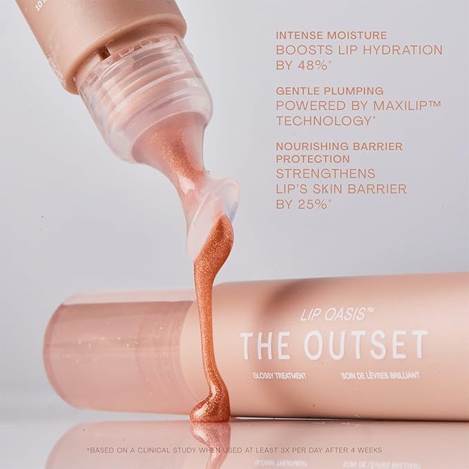 The Outset Lip Oasis Hydrating Lip Balm, Glossy Moisturizing Lip Treatment for Dry, Sensitive Lips, Clean, Vegan & Gluten-Free, Skinny Dip, 0.3 oz