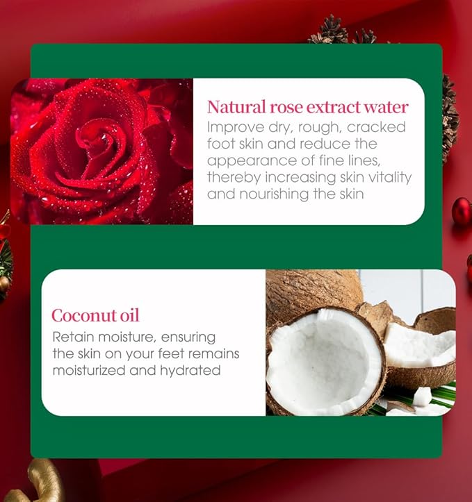 MOND'SUB Christmas Hand and Foot Mask,Moisturizing & Repairing,Self Care Gifts for Women,Spa Kit, Stocking Stuffers, 2 Gloves & 2 Socks,Rose & Tea Tree