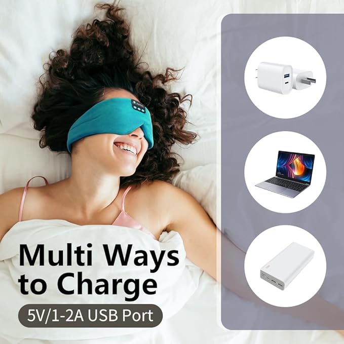 Joythink Sleep Headphones Bluetooth Sleep Mask Silk Kids Children Wireless Headband Headphones for Sleeping Travel Adjustable Sleeping Eye Mask with Thin Speaker
