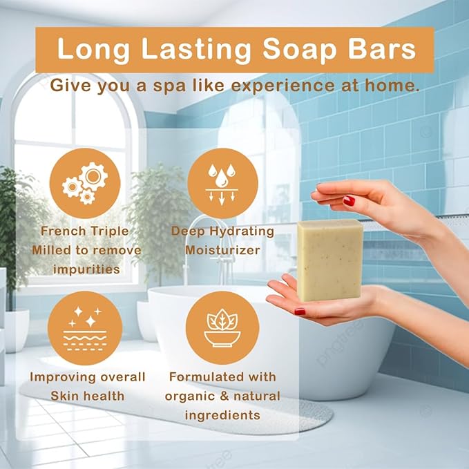 Simple Scents Australia Almond Scented Natural Soap Bars (5 Bars), 3.5oz Moisturizing French Triple Milled Soap Bars Enriched with Shea Butter - Pure Plant Oil Bath & Body