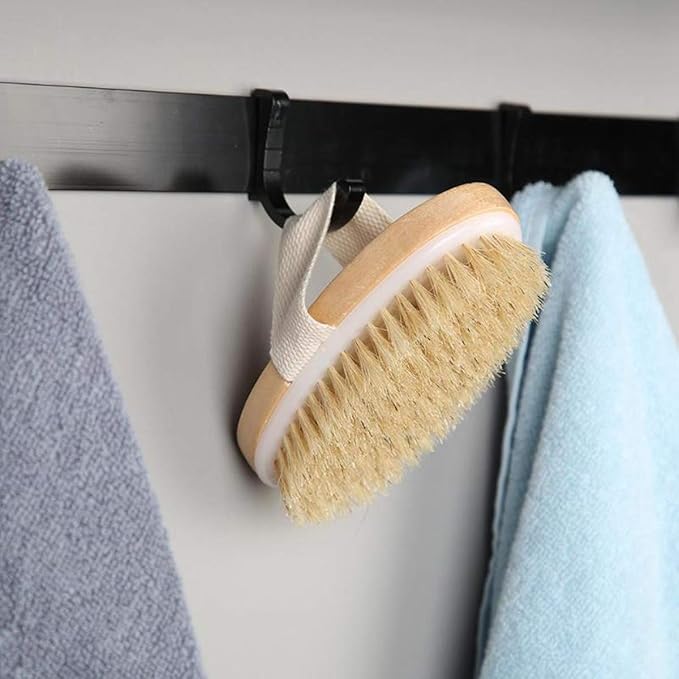 Angel Kiss Dry Brushing Body Brush for Lymphatic Drainage - Natural Bristles Dry Brush to Remove Dry Skin and Improves Blood Circulation, Body Exfoliator Scrubber for Glowing Skin - Medium Firmness