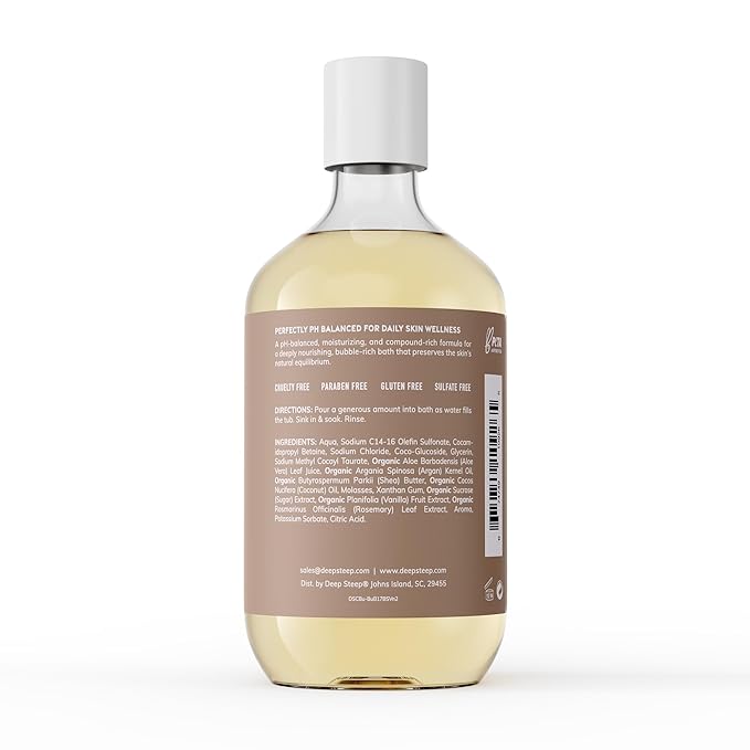 Deep Steep Bubble Bath, Brown Sugar Vanilla 17 oz (Pack of 2) – Hypoallergenic, Clinically Tested Soothing Soak with Shea Butter & Argan Oil – Sulfate-Free