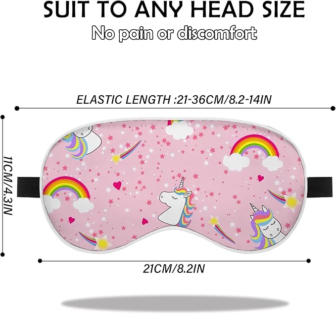 2 PCS Sleep Eye Mask Silk Sleeping Soft with Elastic Strap Eye Sleep Shade Cover for Cute Aesthetic Unisex Women Girls for Airplane Travel Nap-Dinosaurs Unicorn