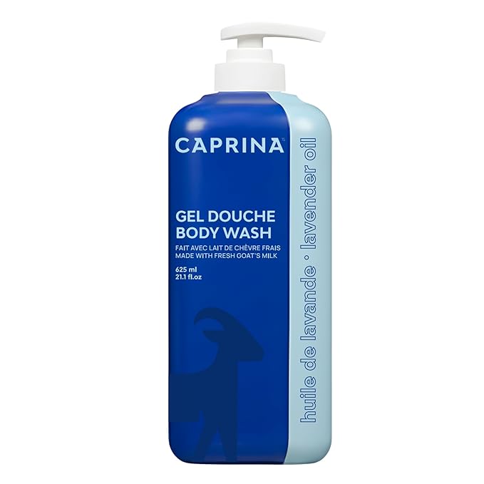 Caprina Amazing Body Wash, Lavender Oil, 16.9 oz, With Fresh Canadian Goat Milk, Gentle Soap, Moisturizing, Vitamin A, B2, B3, and More