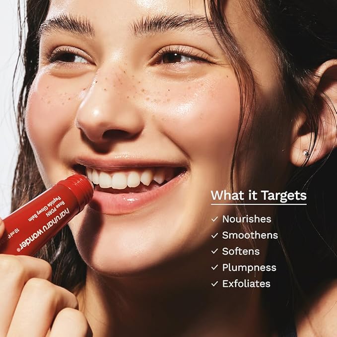 haruharu wonder Rose PDRN Peptide Glowy Balm, Instant Moisture, Repairs Dry Cracked Lips, 24HR Moisture, No Waxy Finish, Vegan, Silicon Free, Micro Plastic Free, Tint-free, 0.33 fl.oz