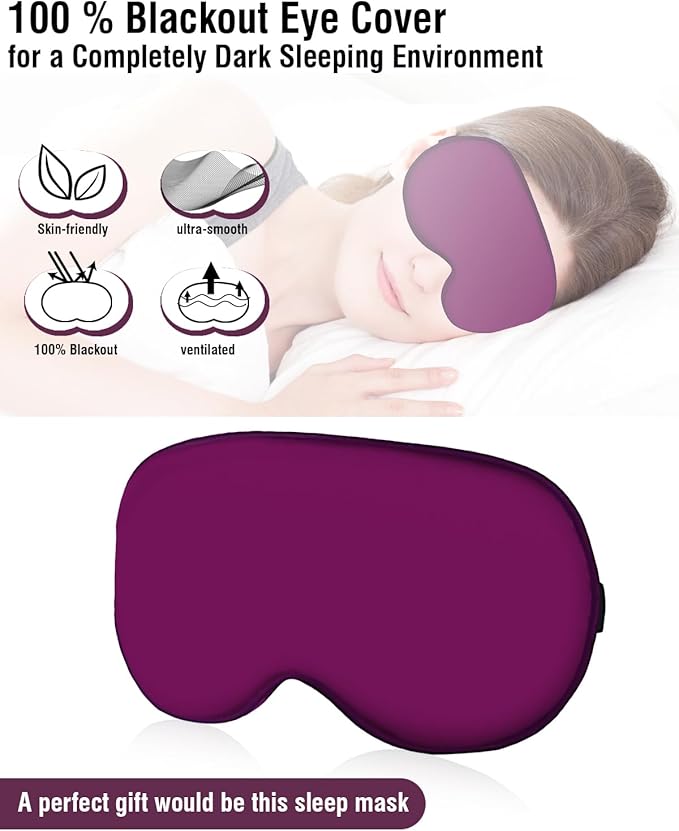 Silk Sleep Mask for Women Man, Thicken Eye Mask for Sleeping, Breathable Eye Covers for Sleeping, Soft Eyesahde, Reduces Puffy Blindfold