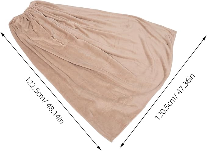 Thick Fleece Sauna Blanket Wrap with Coral Fleece Fabric Full Body Wearable Steam Sauna Robe Khaki Color 130cm Length