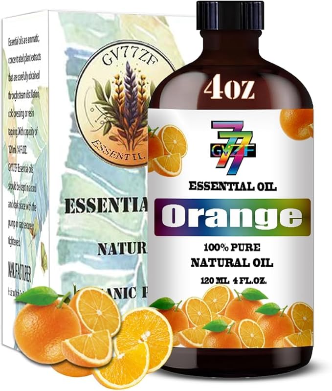 Sweet Orange Essential Oil - GV77ZF Sweet Orange Oils for Diffusers, Humidifiers, DIY Candles, Soap, Cleaning, Home, Office, Yoga, Massage, Gifts - 4 fl oz (120 ml)