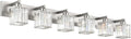 Aipsun Brushed Nickel Bathroom Light Fixtures 6 Light Vanity Lighting Fixture Crystal Modern Bathroom Vanity Light (Exclude Bulb)