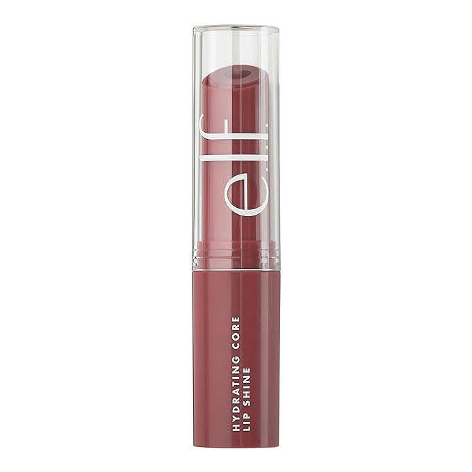 e.l.f. Hydrating Core Lip Shine with Shea Butter & Vitamin E, Tinted Lip Balm for A Smooth, Glossy Finish & Long-Lasting Moisture, Happy Dusty Rose
