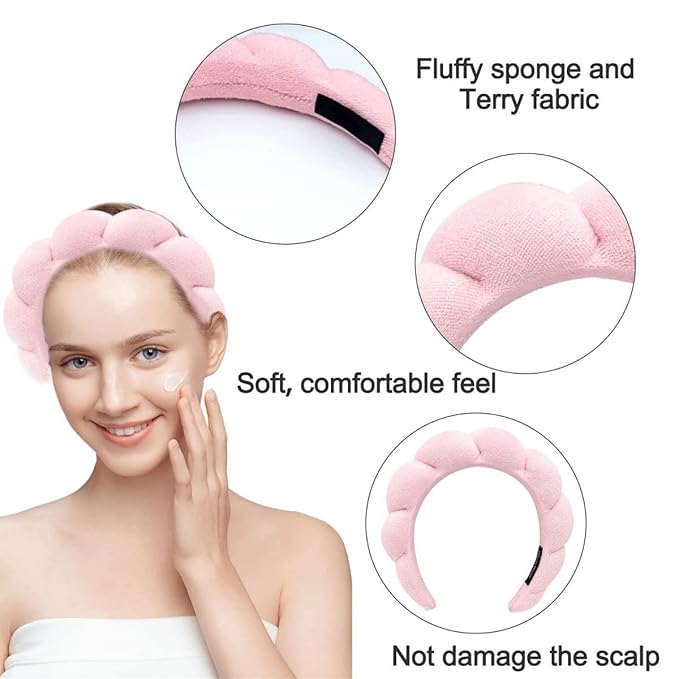 Spa Headband, Pink - For Women's Washing Face, Makeup, Skincare, Shower, Unique Design, Suitable for Most People Choice