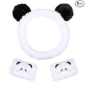 Pom Pom Panda Ears Plush Wash Face Headband Spa Wrist Band Cuffs Hair Scrunchy Women Girls Facial Makeup Skincare Bath Head Wrap Kids Costume Party Supply Birthday Gift