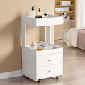 Salon Trolley Cart, Esthetician Cart with 2 Drawer & 2 Trays, 2 Lockable Wheels Hair Styling Station, Tool Organizer Storage Cabinet for Beauty Spa Barbershop, White