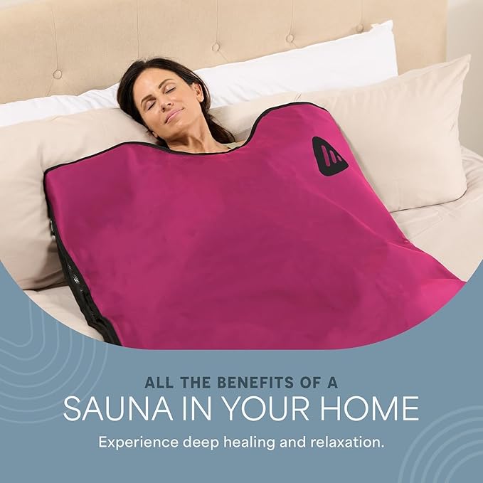 LifePro RejuvaWrap Infrared Sauna Blanket for Detox & Relaxation – Low EMF Carbon Fiber Heating, 9 Temp Levels, 5 Colors – Portable Sauna Blanket Infrared with Waterproof Interior & Carry Bag