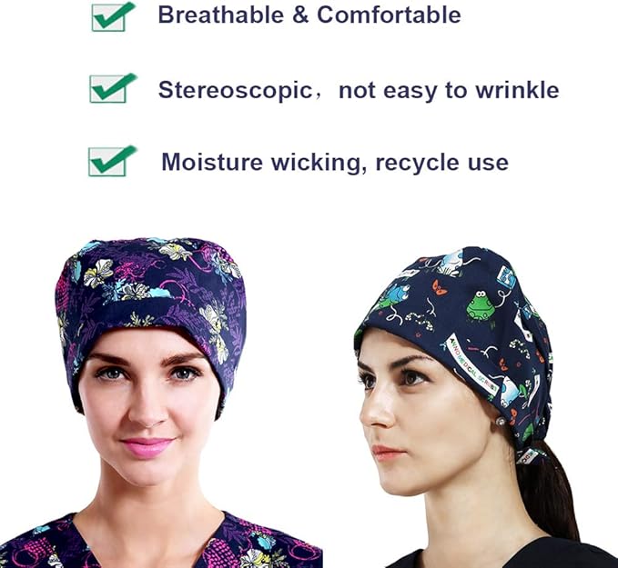 3Pcs Gourd-Shaped Working Caps with Upgrade Sweatband Adjustable Hats Head Cover for Women/Men