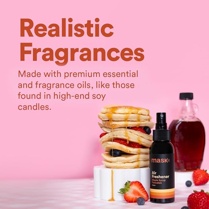 Mask - Air Freshener Spray, Bathroom Deodorizer, Travel Size Air Freshener, Long Lasting, Strong Odor Eliminator, Pet Odor Eliminator, Room Deodorizer, 10.2 Fl Oz, Maple Syrup Pancakes, Pack of 3