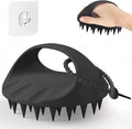 Manmihealth Large Hair Scalp Scrubber, One-piece Silicone Scalp Massager for Wet Dry, Long Bristles Shampoo Brush for Dandruff Removal and Hair Growth with Free Strap&Hook.(Style 2 Black)