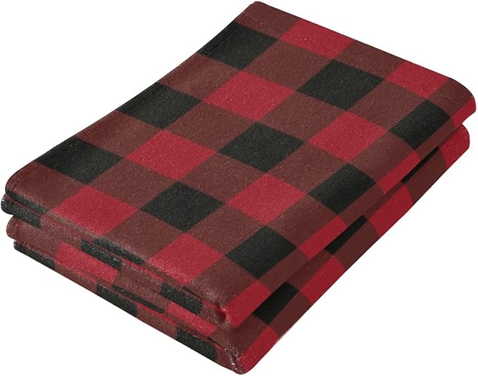 Black and Red Buffalo Plaid Hand Towels for Bathroom Set of 2,Classic Farmhouse Checkered Christmas Decorative Bathroom Towels for Bath,Face,Hair,Soft Absorbent Dish Towels for Kitchen 28"x14"