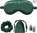 Silk Satin Sleeping Eye Mask, Green Sleep Eye Night Blindfold for Women and Men, Soft Breathable Blackout Eyeshade Eye Cover for Travel, Wedding Bridesmaid Gift