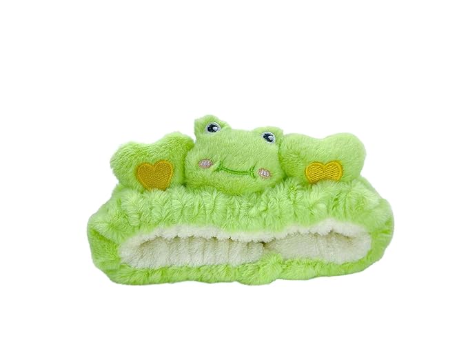 Kawaii Spa Headband for Women,Cute Bear Hairband for Make Up, Washing, Party, Cute Headwear Costume Accessories for Woman (Green,Frog)