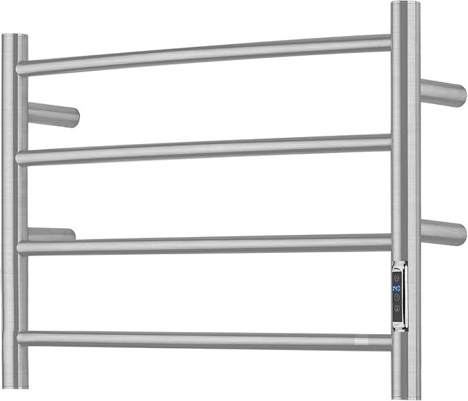 Towel Warmer with Built-in Timer for Bathroom Wall Mounted Bath Towel Heater Plug-in Electric Heated Towel Rack Brushed ETW29