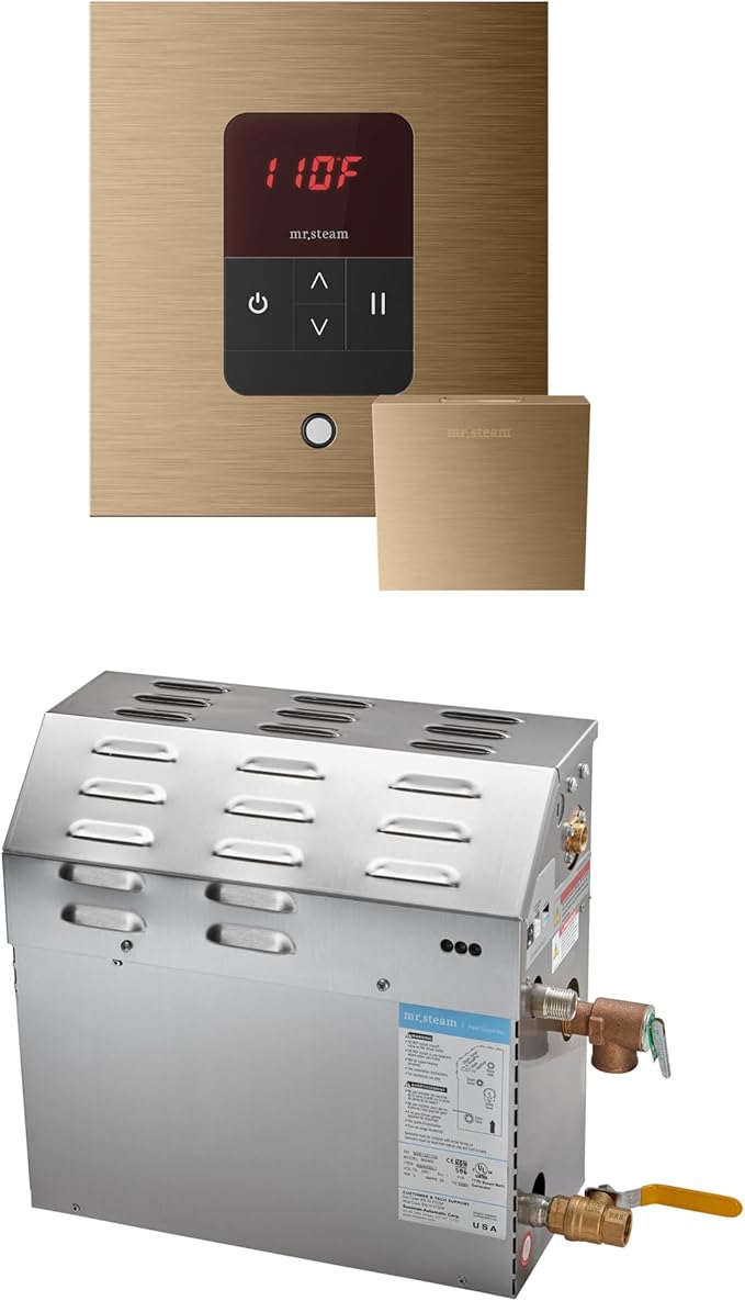 Mr Steam MS 7.5kW (7500W) Steam Shower Generator Package w/square iTempo Control in Brushed Bronze
